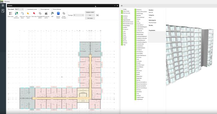 Planta tipo y torre en DS Building